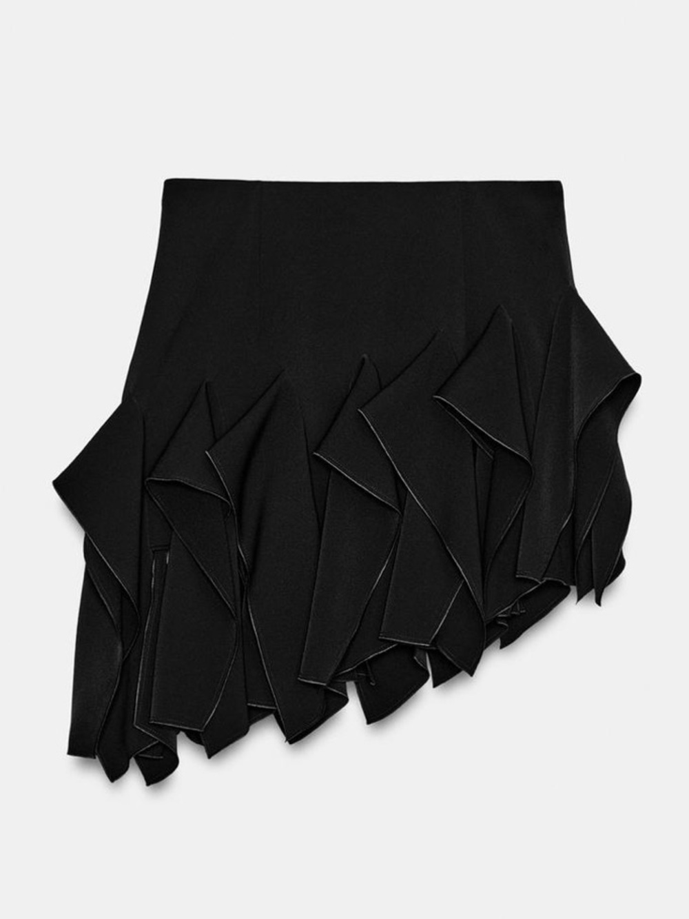 NWT Zara ZW COLLECTION Ruffled Mini Skirt Black, XS - Picture 4 of 10